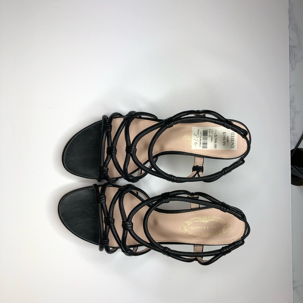 NWT Elie Tahari Strappy Black Kitten Heel Sandal - Picture 4 of 5
